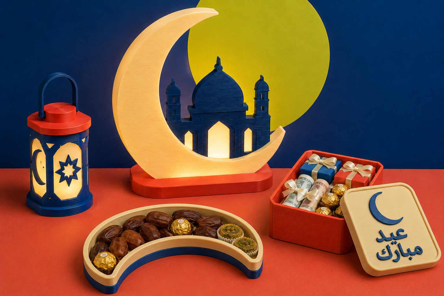 Lanterne, croissant et cadeau pour Ramadan et l’Aïd