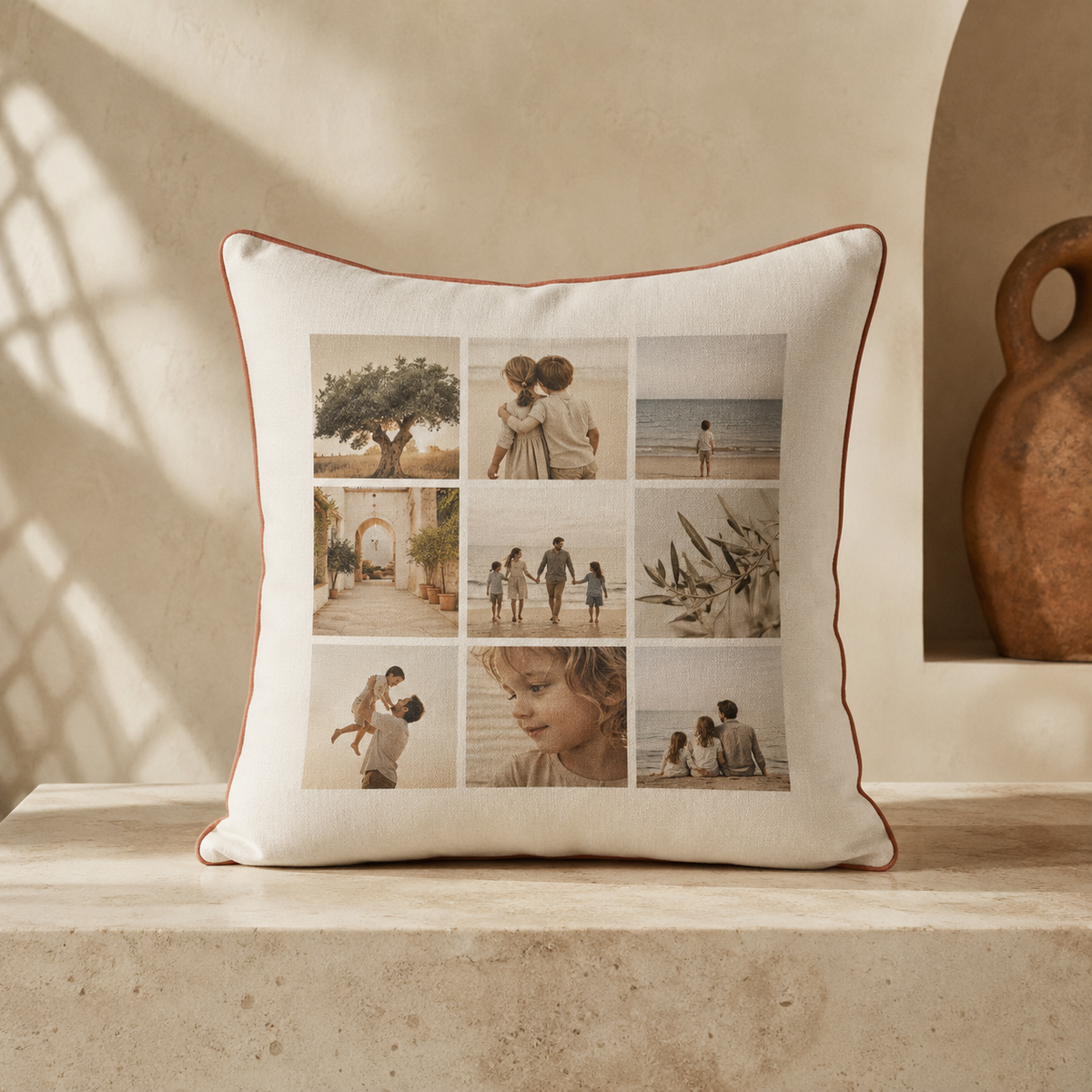 Coussin décoratif personnalisé avec plusieurs photos