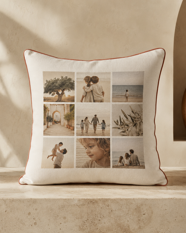 Coussin décoratif personnalisé avec plusieurs photos
