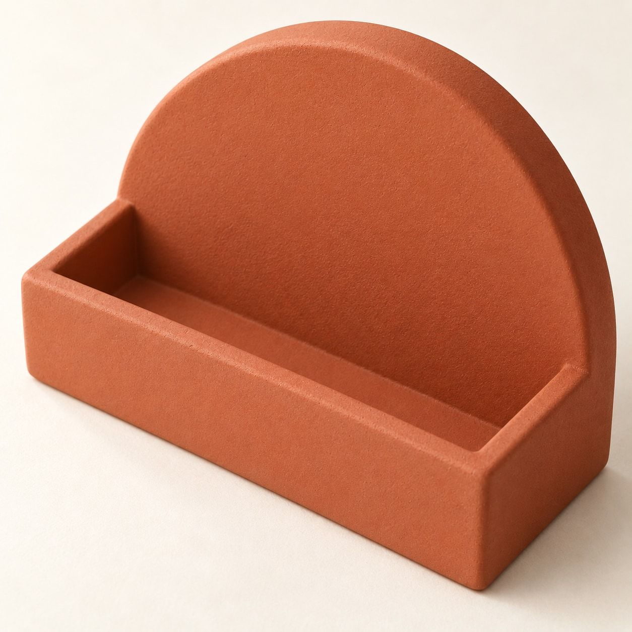 Porte-cartes terracotta avec dossier en demi-cercle
