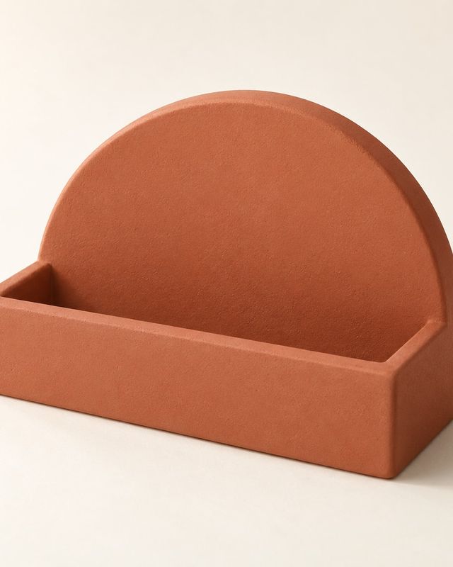Porte-cartes terracotta avec dossier en demi-cercle