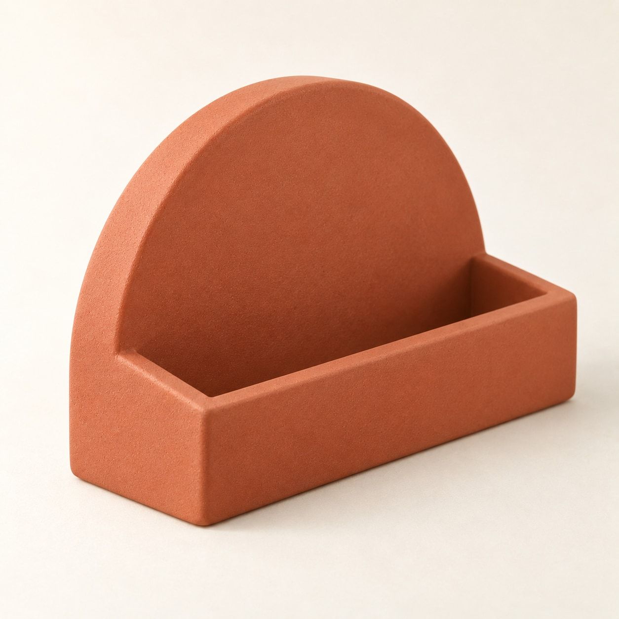 Porte-cartes terracotta avec dossier en demi-cercle