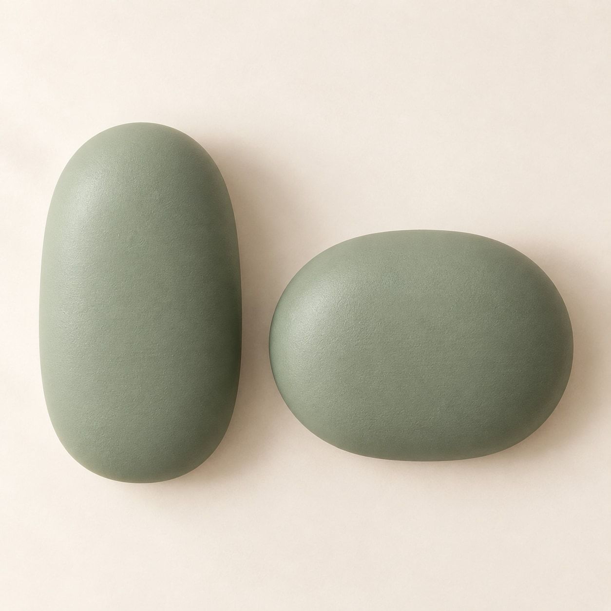 Duo de volumes arrondis vert sauge de deux hauteurs