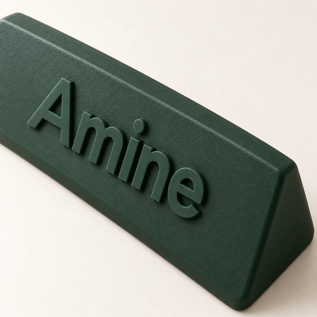 Plaque de bureau vert foncé inclinée avec le prénom Amine