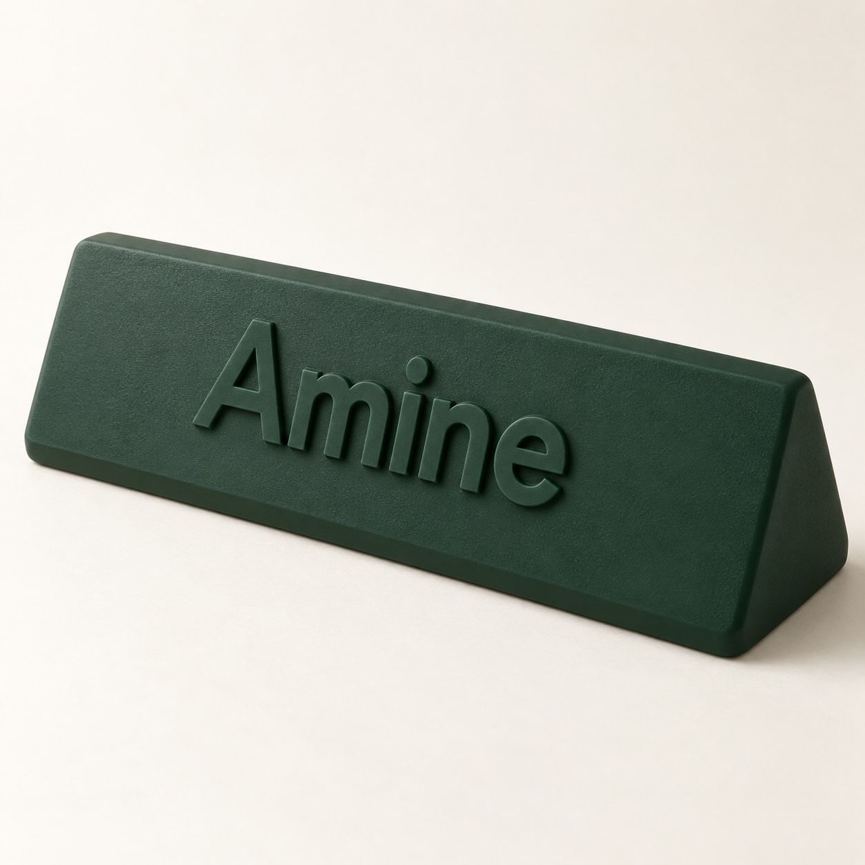 Plaque de bureau vert foncé inclinée avec le prénom Amine