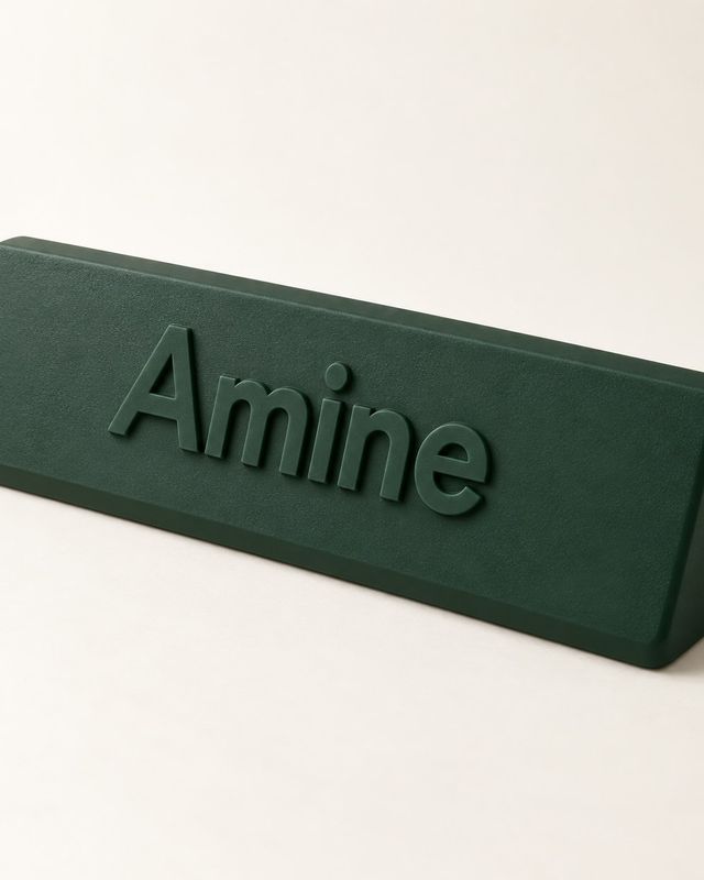 Plaque de bureau vert foncé inclinée avec le prénom Amine